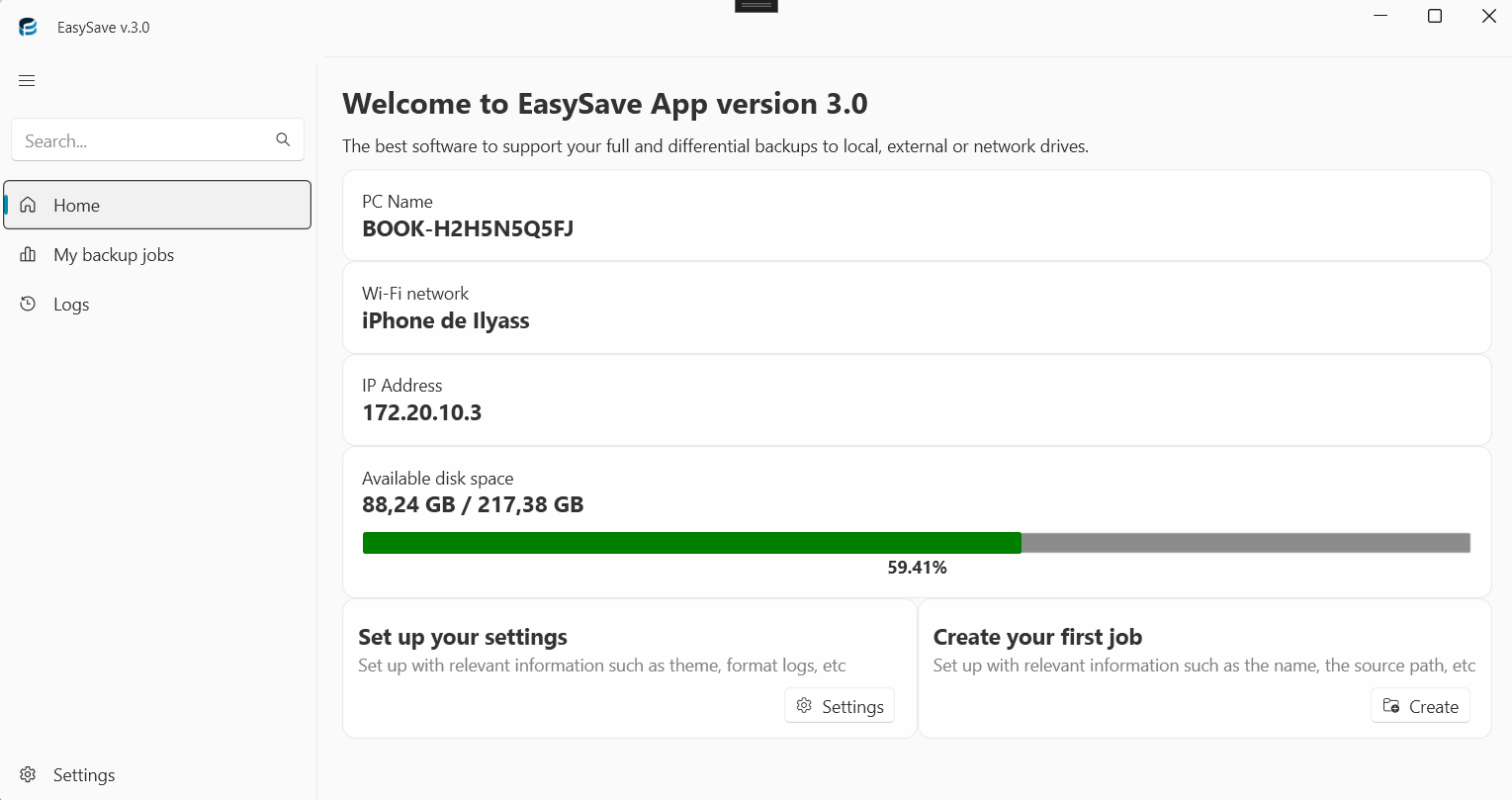 EasySave interface preview